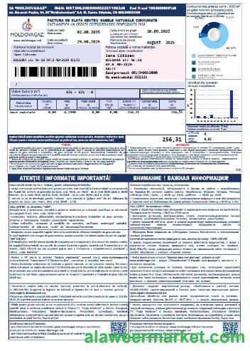 Moldova Moldovagaz utility bill template in Word and PDF formats